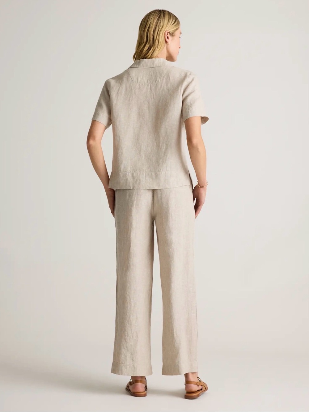 Quince Wide-Leg 100% European Linen Pants in Flax - Picture 5 of 10